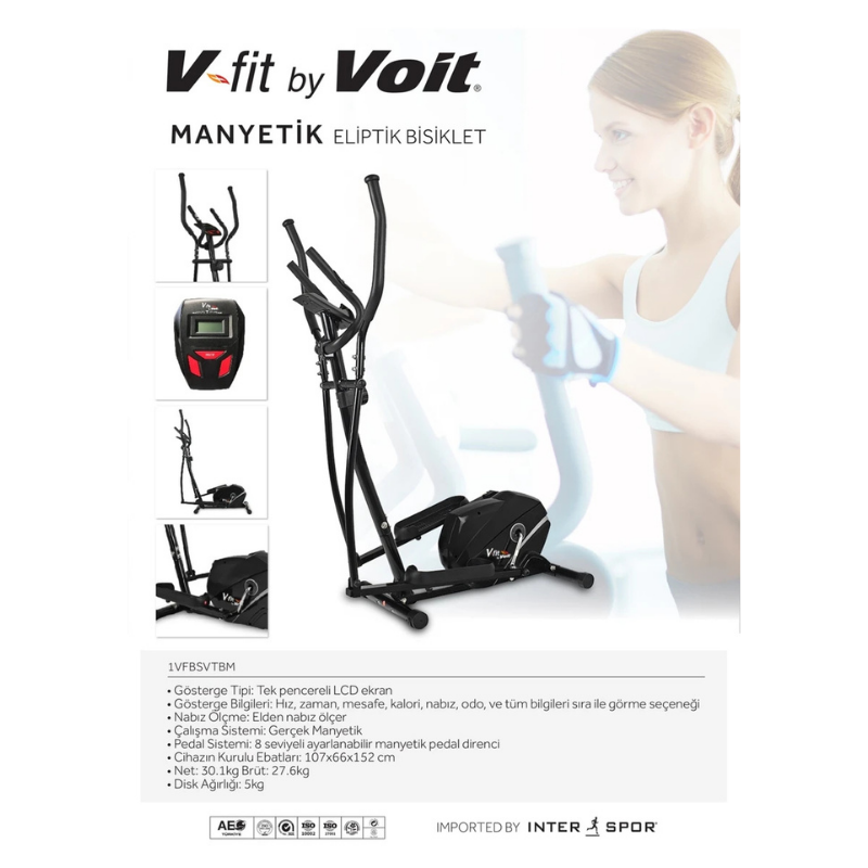 Voit V-fit By Manyetik Eliptik Bisiklet (SESSİZ ÇALIŞIR, ELDEN NABIZ ÖLÇER)